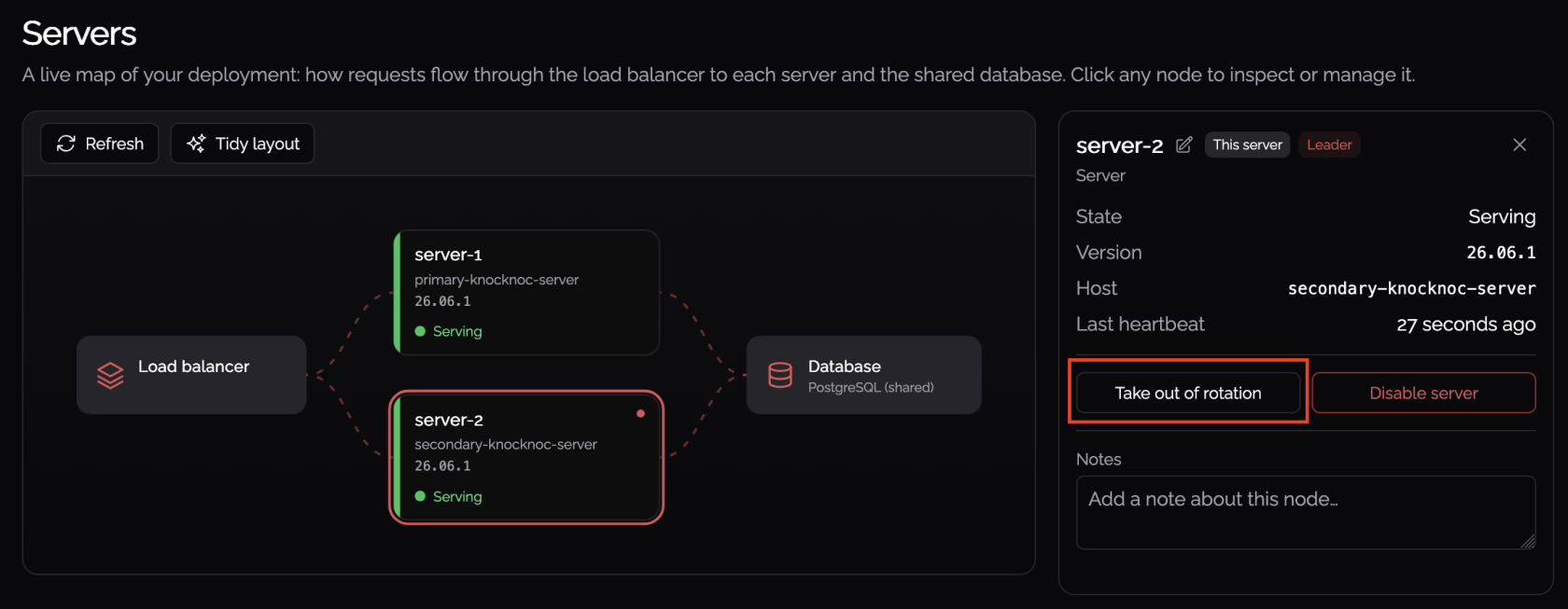 Taking a server out of rotation