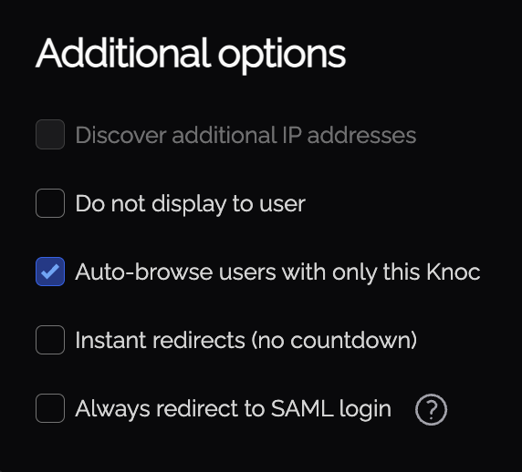 Auto-browse users with only this Knoc option