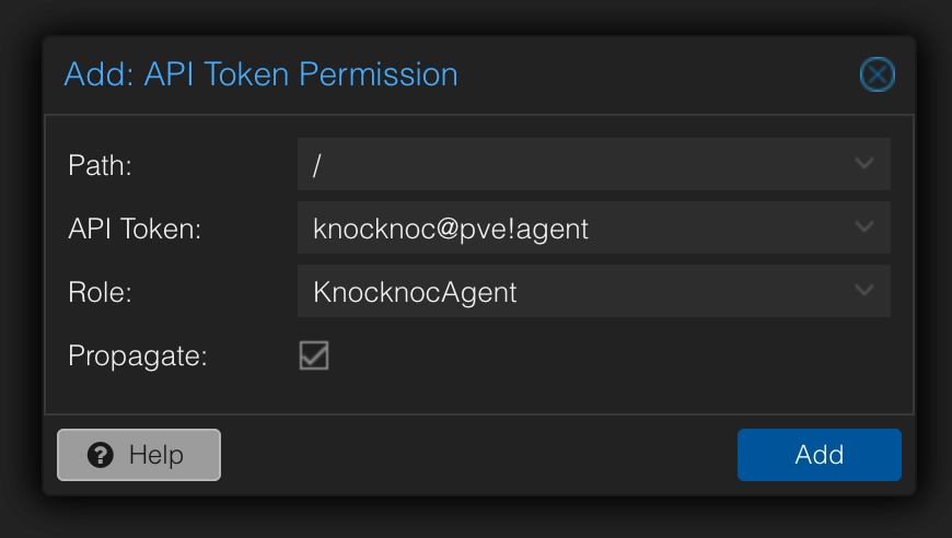 Proxmox: assign the role to the API token