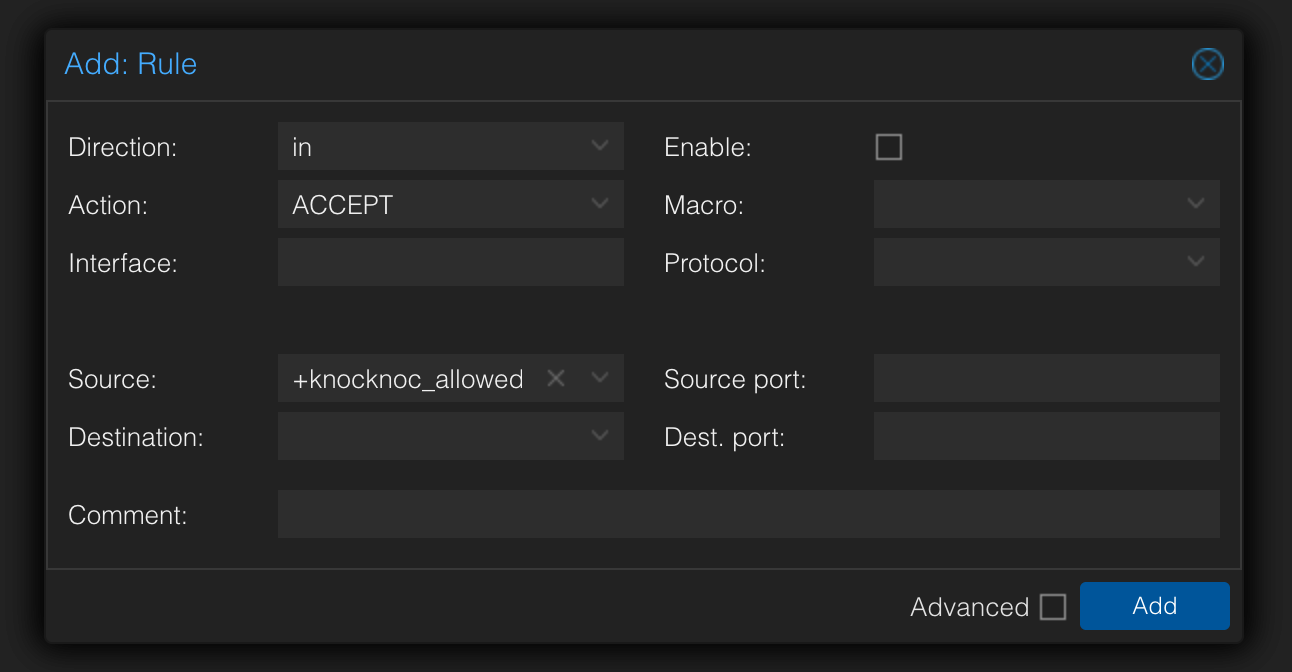 Proxmox: firewall rule referencing the ipset