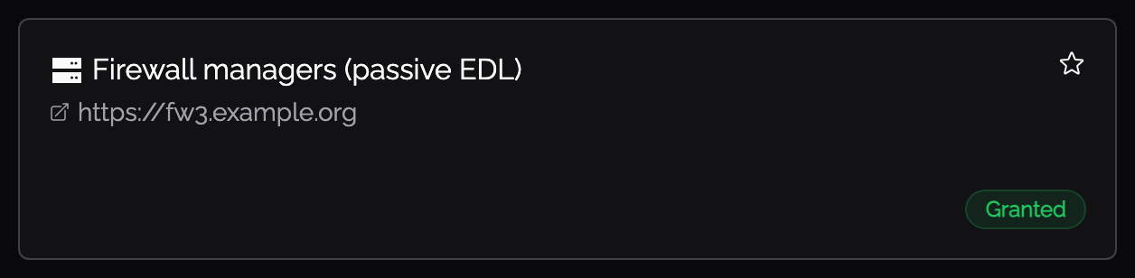 User tile showing Granted