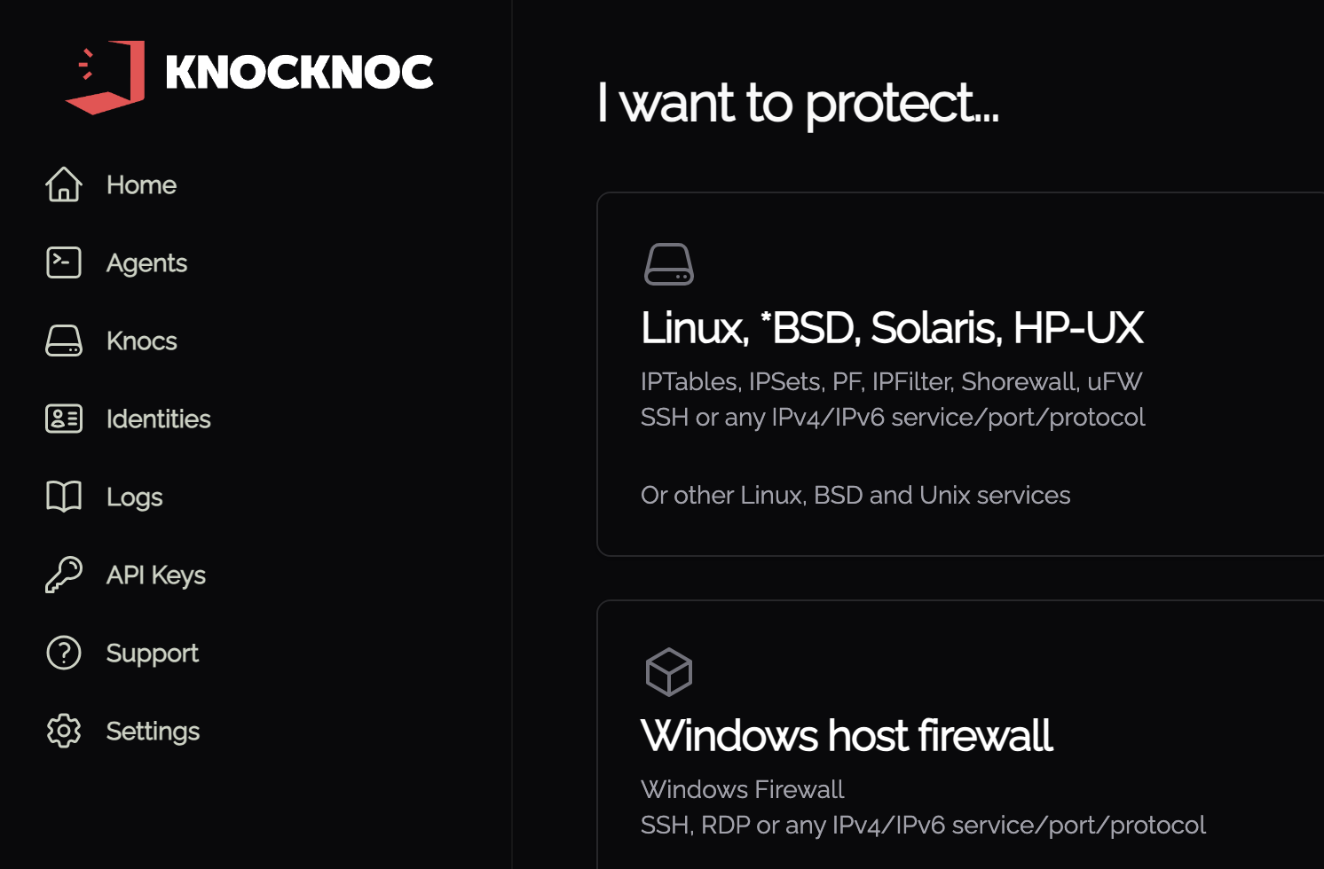 Create new knoc: choosing what to protect