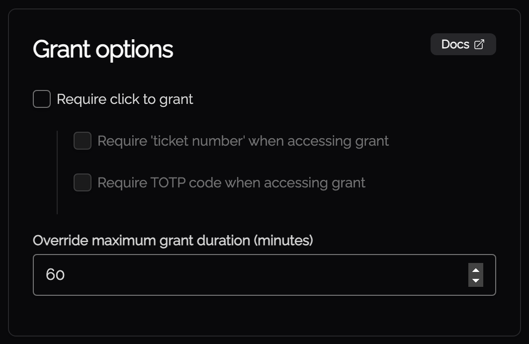 Override maximum grant duration in the Knoc Grant options