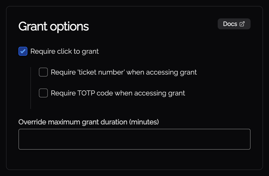 Require click to grant in the Knoc Grant options