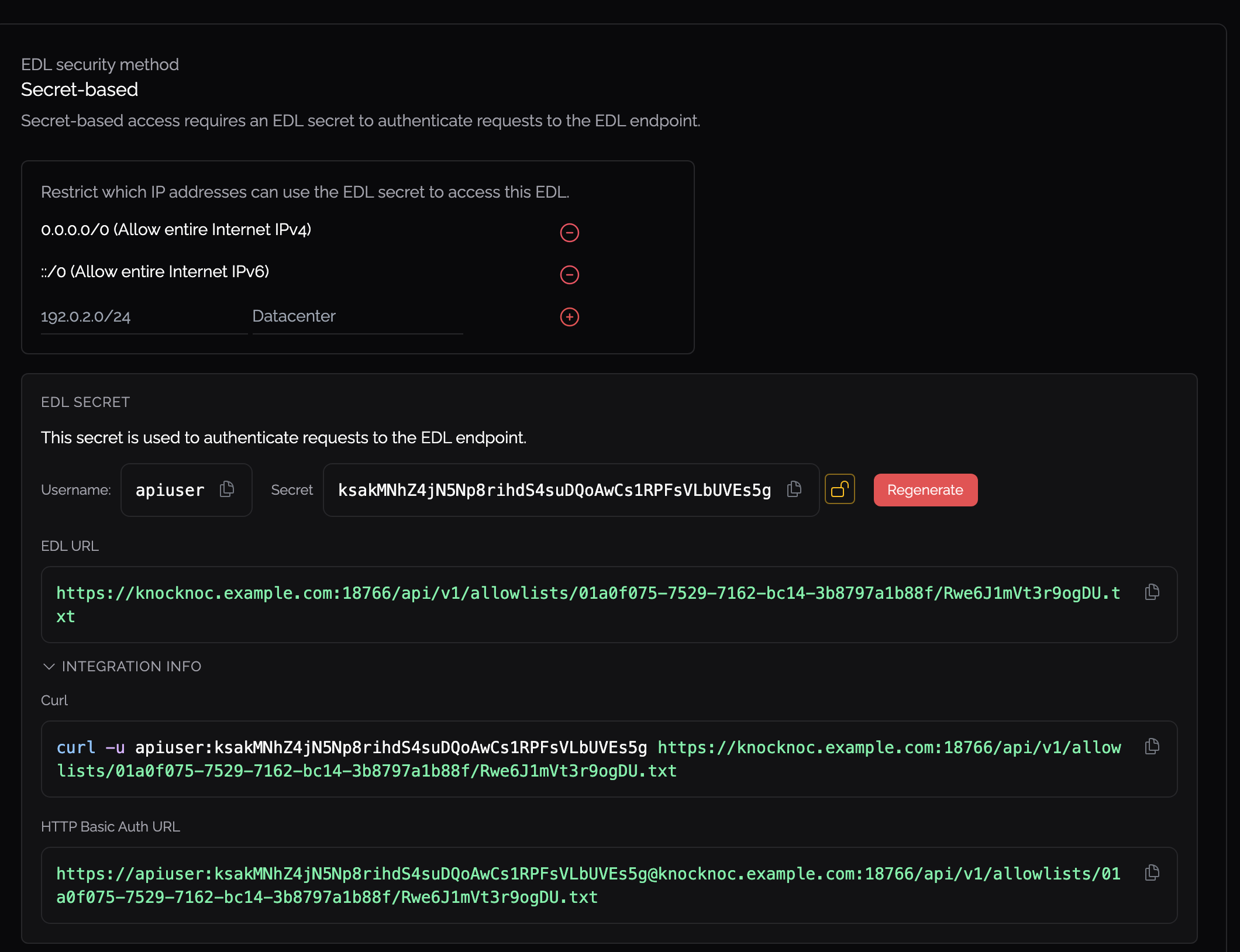 Curl commands for testing the EDL