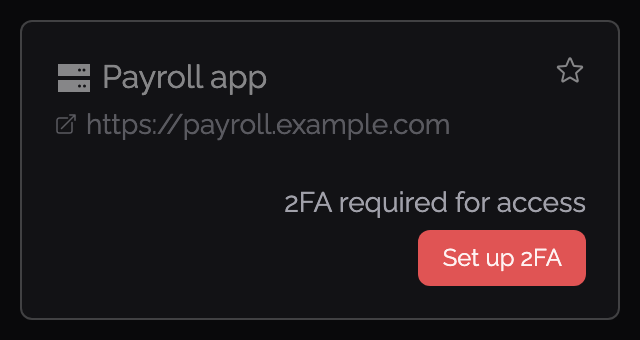 User tile showing 2FA required for access