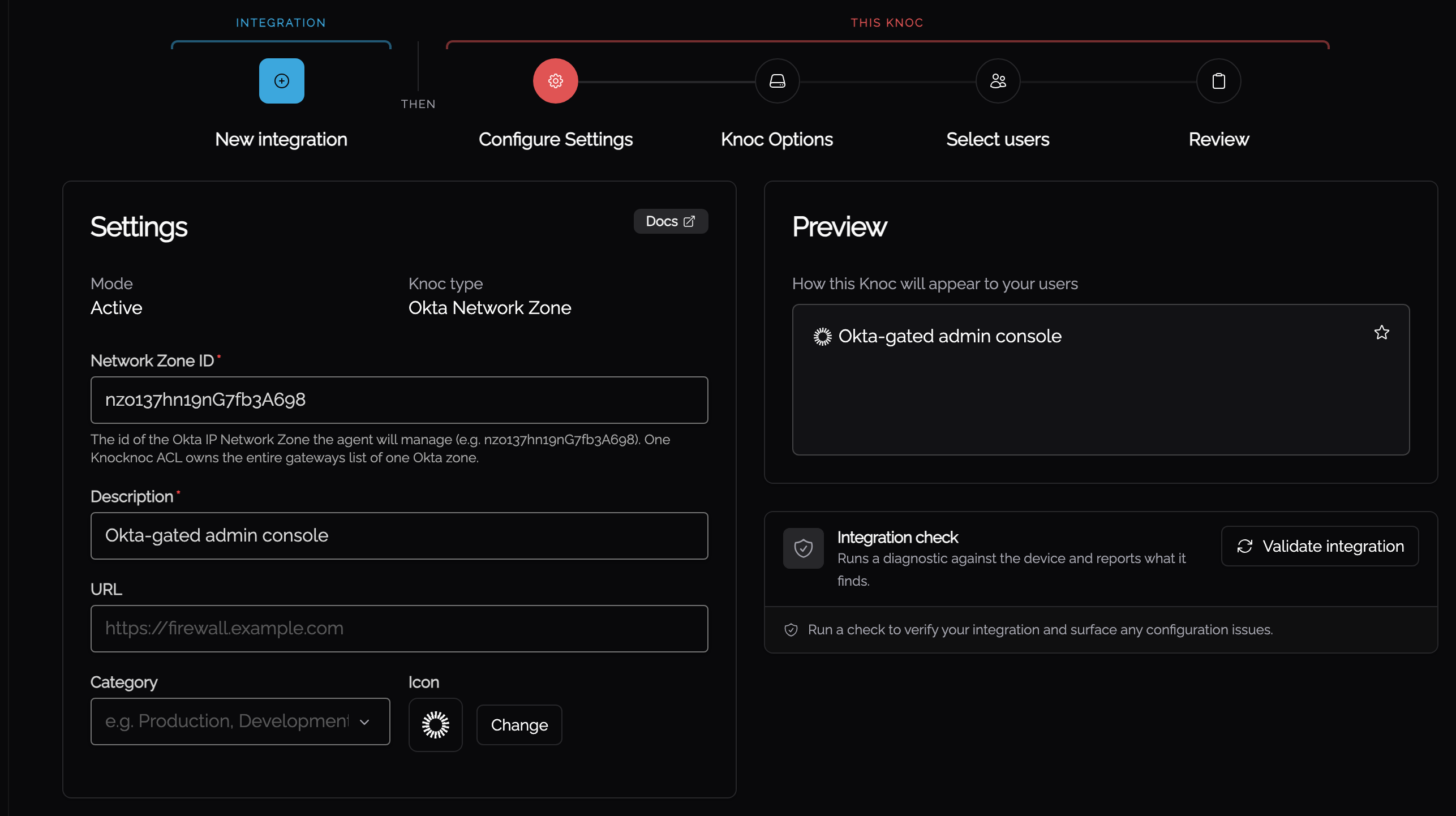 Setting the Network Zone ID on the Knoc