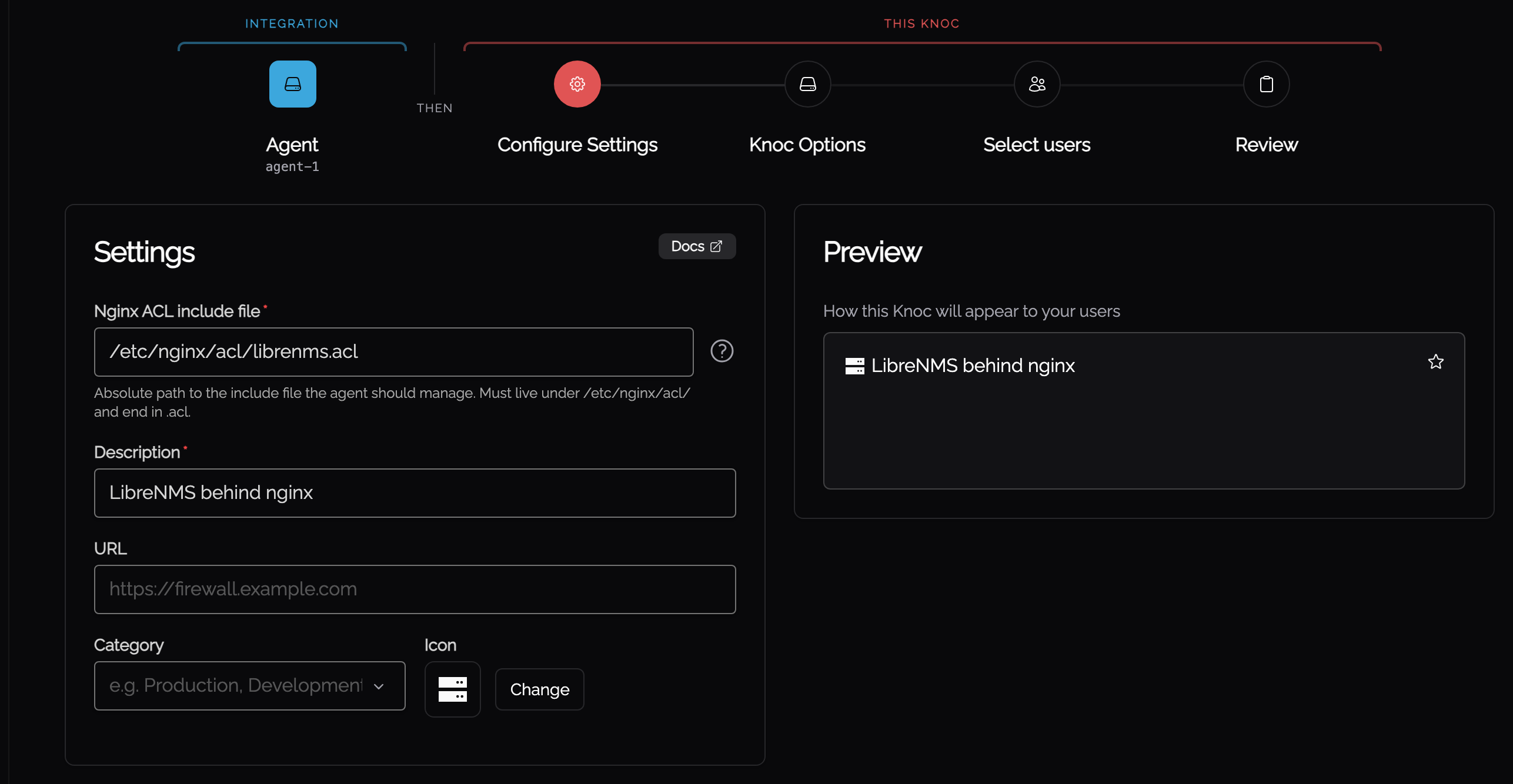 Setting the Nginx ACL include file on the Knoc