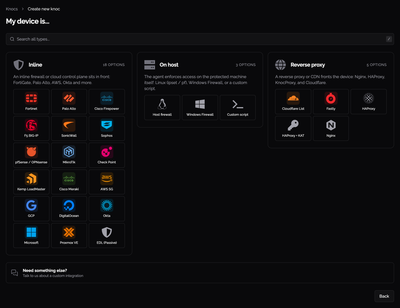 Create new knoc: choosing what to protect