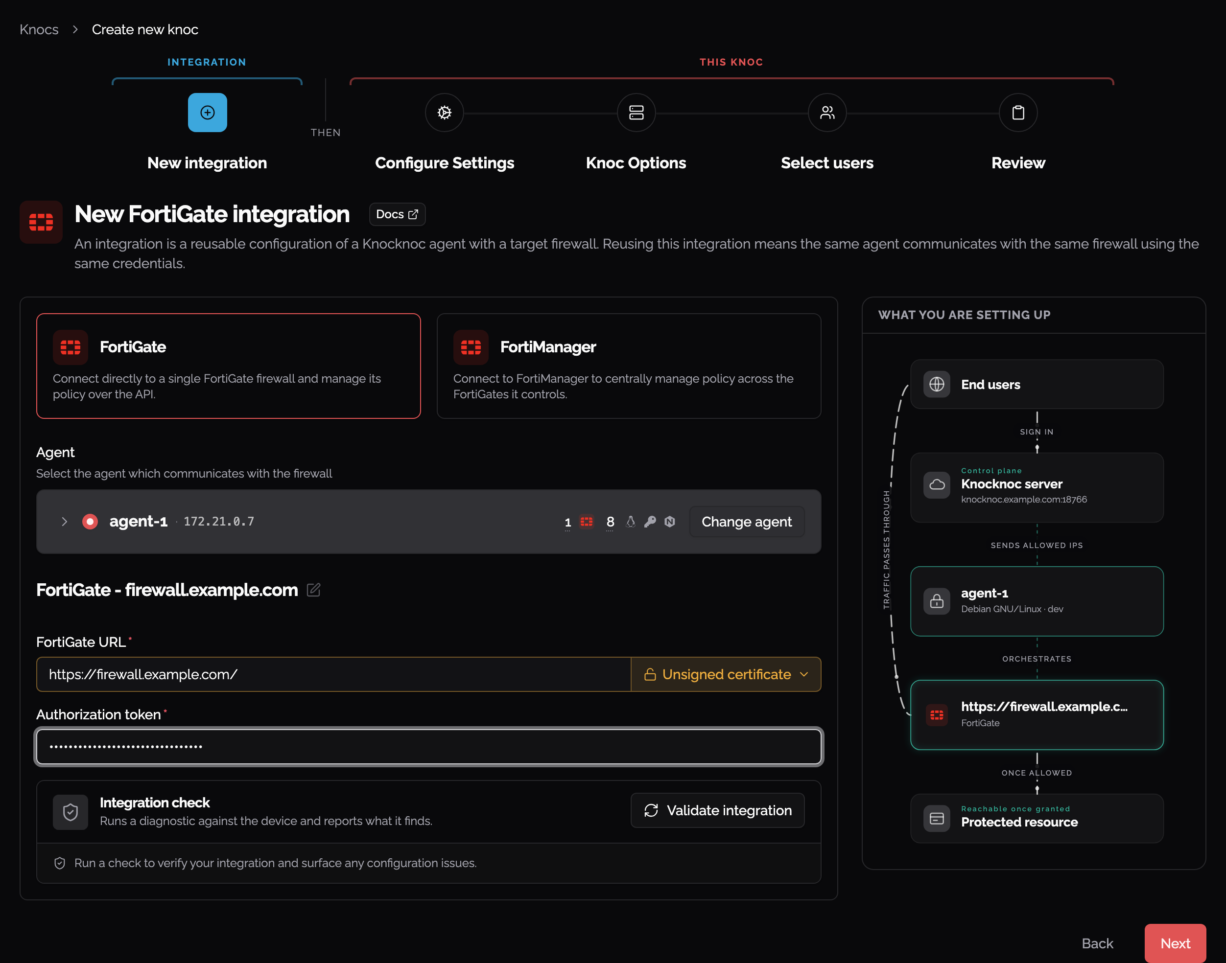 Fortinet integration, FortiGate
