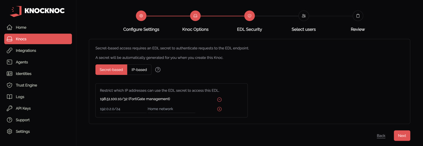 EDL security step