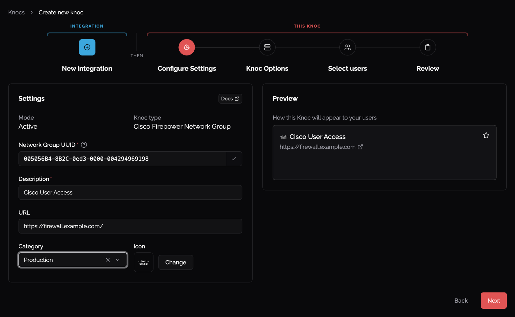 EDL (Passive) Knoc settings