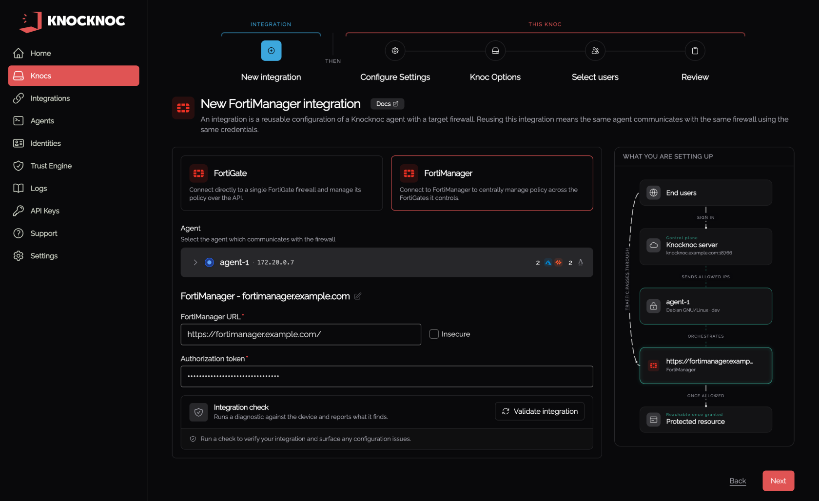 Fortinet integration, FortiManager